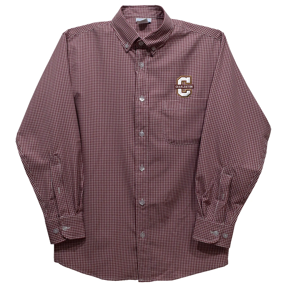 Infant Vive La Fete Maroon Charleston Cougars Gingham Button-Down Long Sleeve Shirt