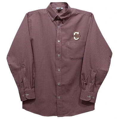 Infant Vive La Fete Maroon Charleston Cougars Gingham Button-Down Long Sleeve Shirt