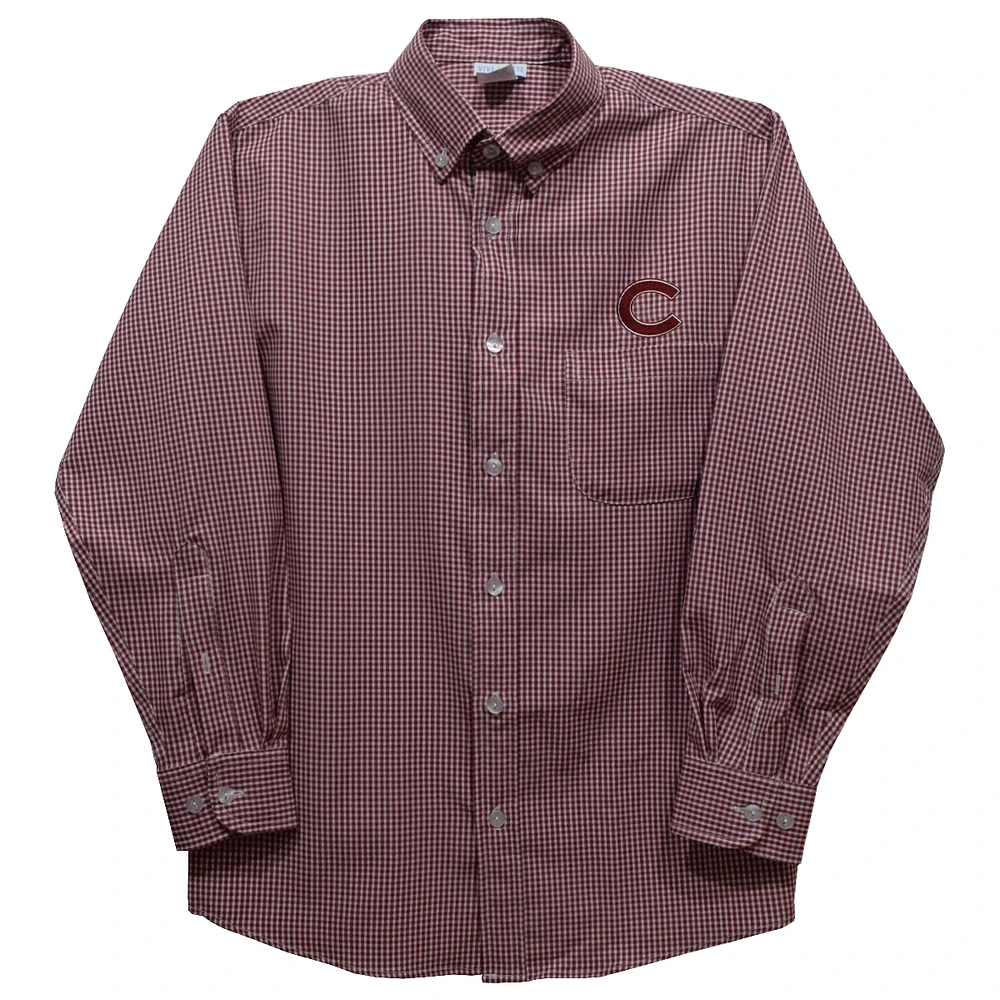 Infant Vive La Fete Maroon Colgate Raiders Gingham Button-Down Long Sleeve Shirt