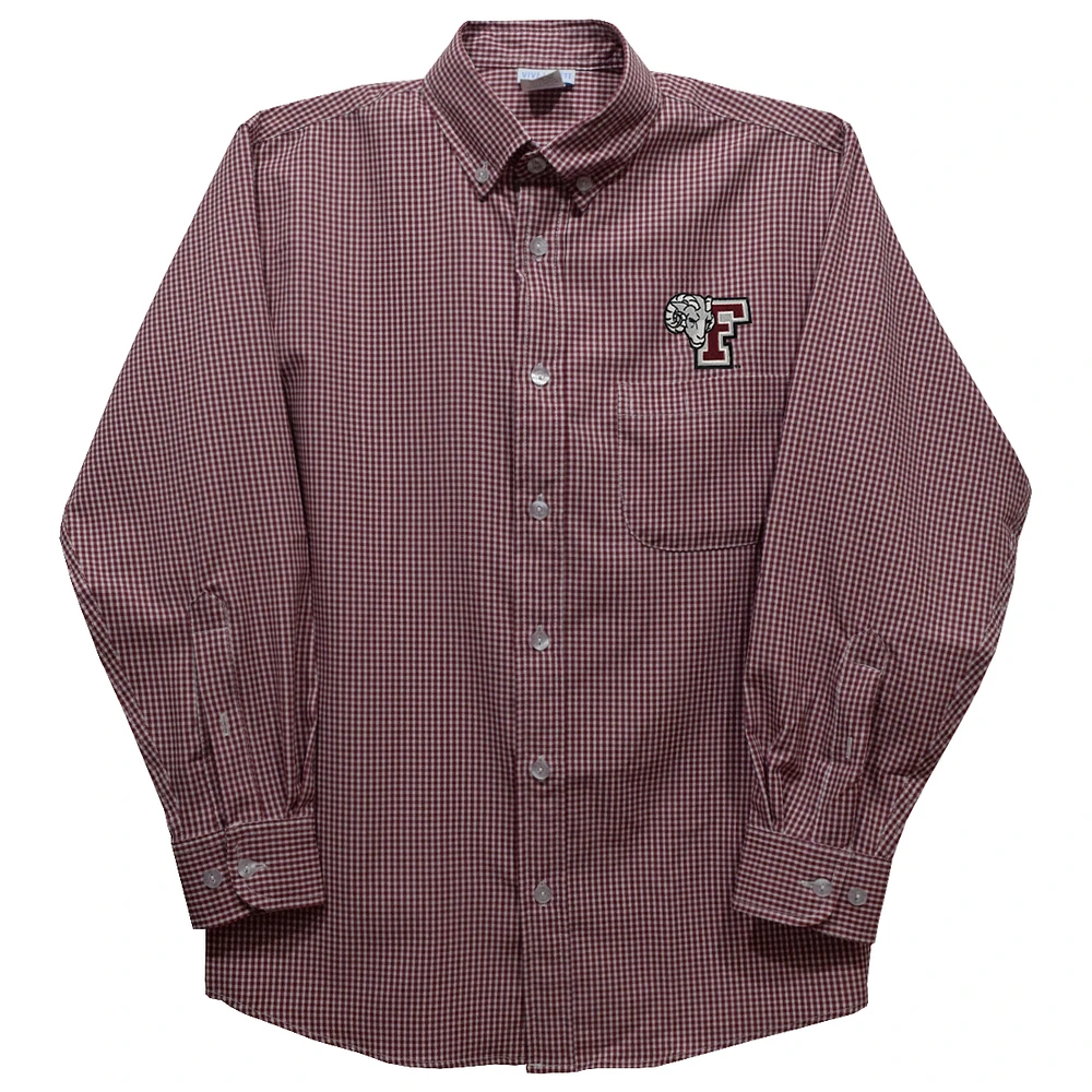 Infant Vive La Fete Maroon Fordham Rams Gingham Button-Down Long Sleeve Shirt