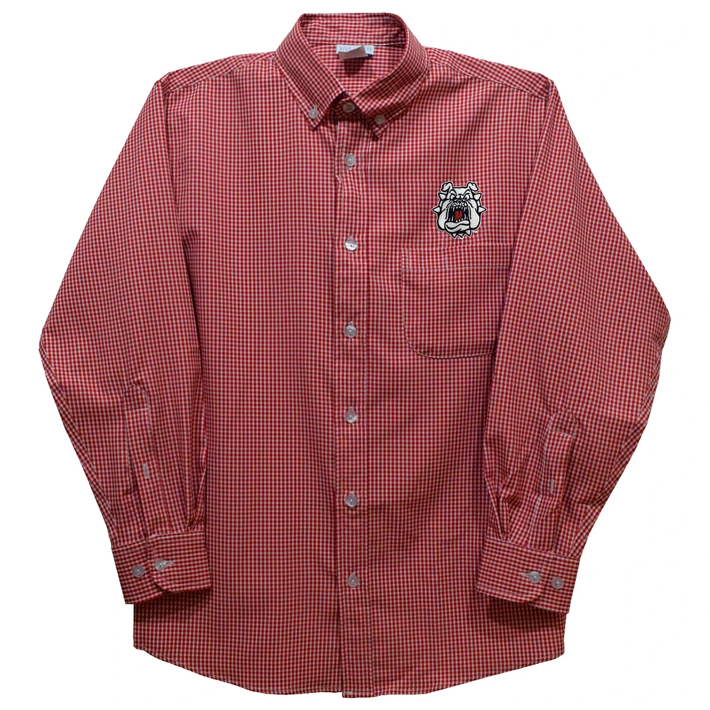 Infant Vive La Fete Red Fresno State Bulldogs Gingham Button-Down Long Sleeve Shirt