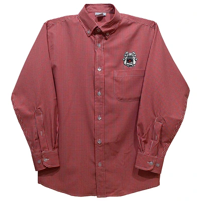 Infant Vive La Fete Red Fresno State Bulldogs Gingham Button-Down Long Sleeve Shirt