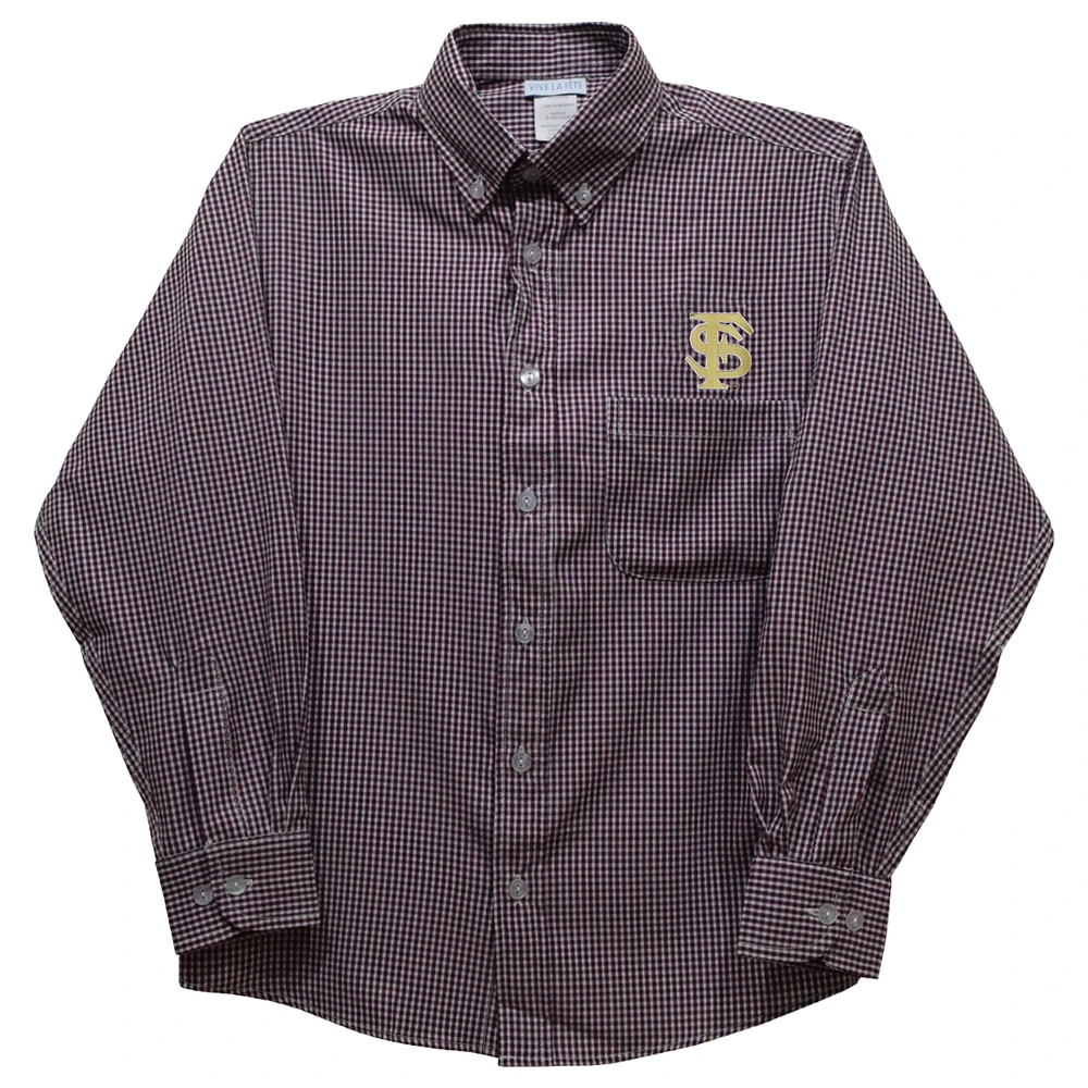 Infant Vive La Fete Garnet Florida State Seminoles Gingham Button-Down Long Sleeve Shirt