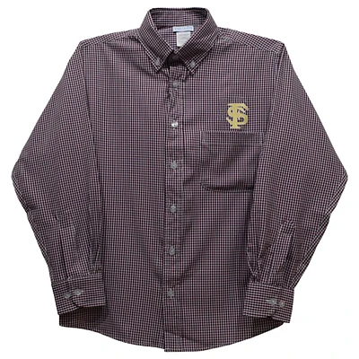 Infant Vive La Fete Garnet Florida State Seminoles Gingham Button-Down Long Sleeve Shirt