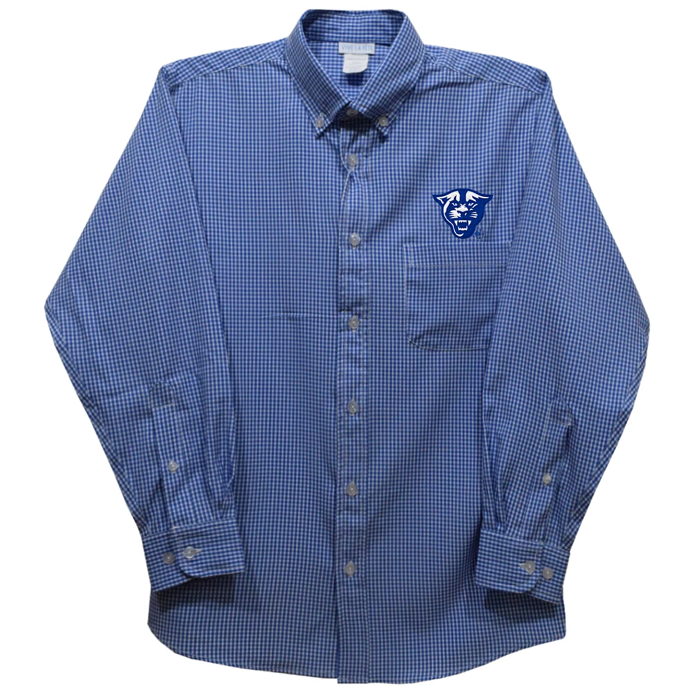 Infant Vive La Fete Blue Georgia State Panthers Gingham Button-Down Long Sleeve Shirt