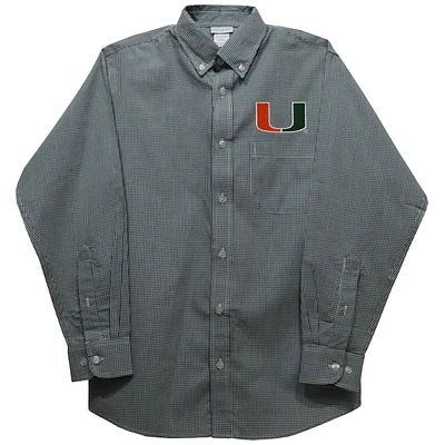 Infant Vive La Fete Green Miami Hurricanes Gingham Button-Down Long Sleeve Shirt