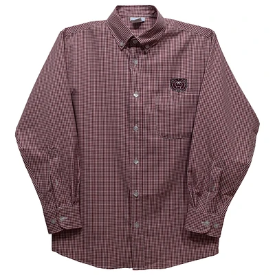Infant Vive La Fete Maroon Missouri State University Bears Gingham Button-Down Long Sleeve Shirt