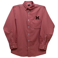 Infant Vive La Fete Red Miami University RedHawks Gingham Button-Down Long Sleeve Shirt