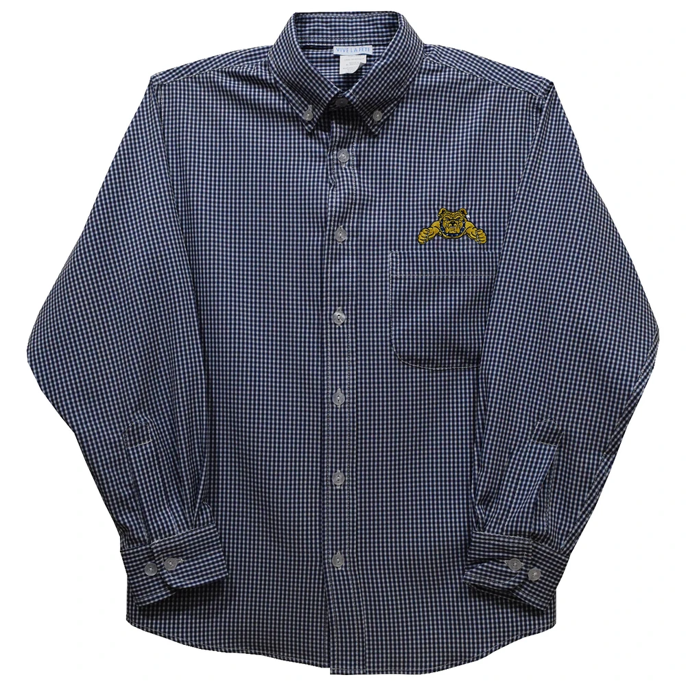 Infant Vive La Fete Navy North Carolina A&T Aggies Gingham Button-Down Long Sleeve Shirt
