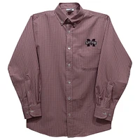 Infant Vive La Fete Maroon Mississippi State Bulldogs Gingham Button-Down Long Sleeve Shirt