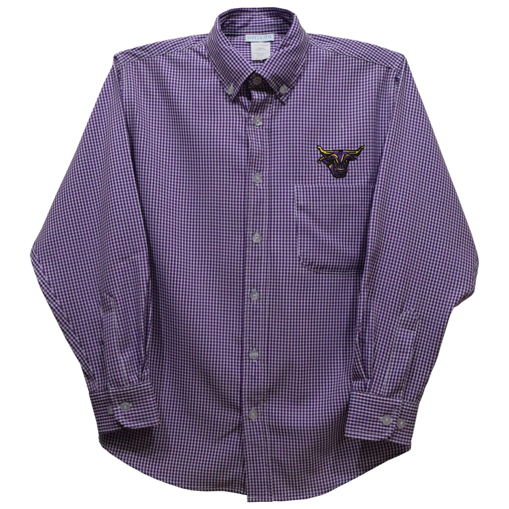 Infant Vive La Fete Purple Minnesota State Mavericks Gingham Button-Down Long Sleeve Shirt