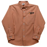 Infant Vive La Fete Orange Rochester Institute of Technology Tigers Gingham Button-Down Long Sleeve Shirt