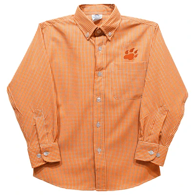 Infant Vive La Fete Orange Sam Houston State Bearkats Gingham Button-Down Long Sleeve Shirt