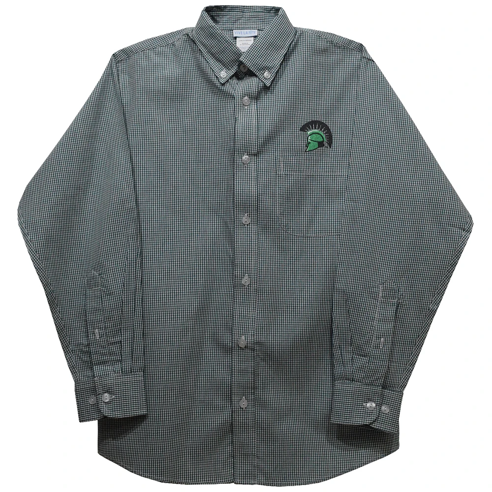 Infant Vive La Fete Green USC Upstate Spartans Gingham Button-Down Long Sleeve Shirt