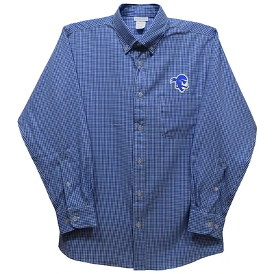 Infant Vive La Fete Blue Seton Hall Pirates Gingham Button-Down Long Sleeve Shirt