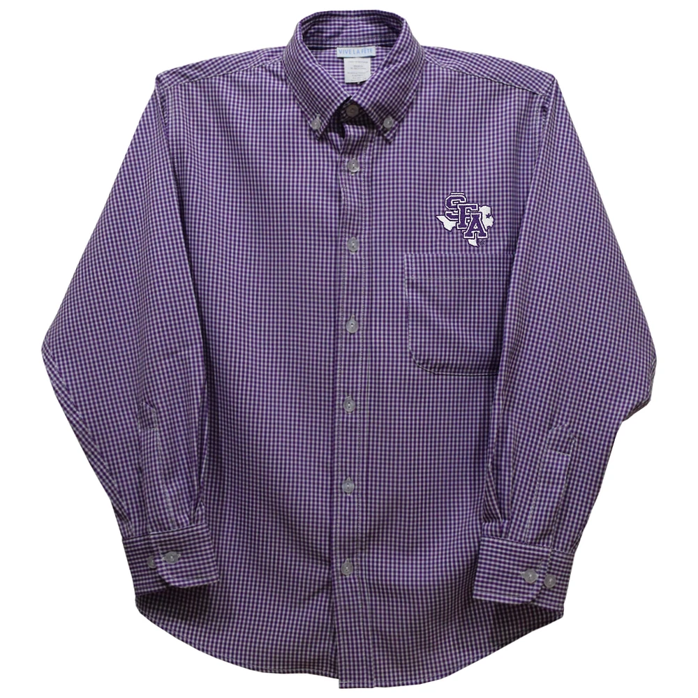 Infant Vive La Fete Purple Stephen F Austin Lumberjacks Gingham Button-Down Long Sleeve Shirt