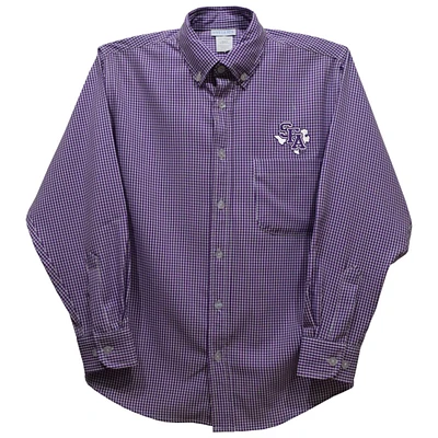 Infant Vive La Fete Purple Stephen F Austin Lumberjacks Gingham Button-Down Long Sleeve Shirt