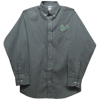 Infant Vive La Fete Green South Florida Bulls Gingham Button-Down Long Sleeve Shirt