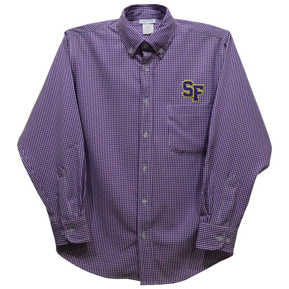 Infant Vive La Fete Purple San Francisco State Gators Gingham Button-Down Long Sleeve Shirt