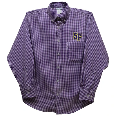 Infant Vive La Fete Purple San Francisco State Gators Gingham Button-Down Long Sleeve Shirt