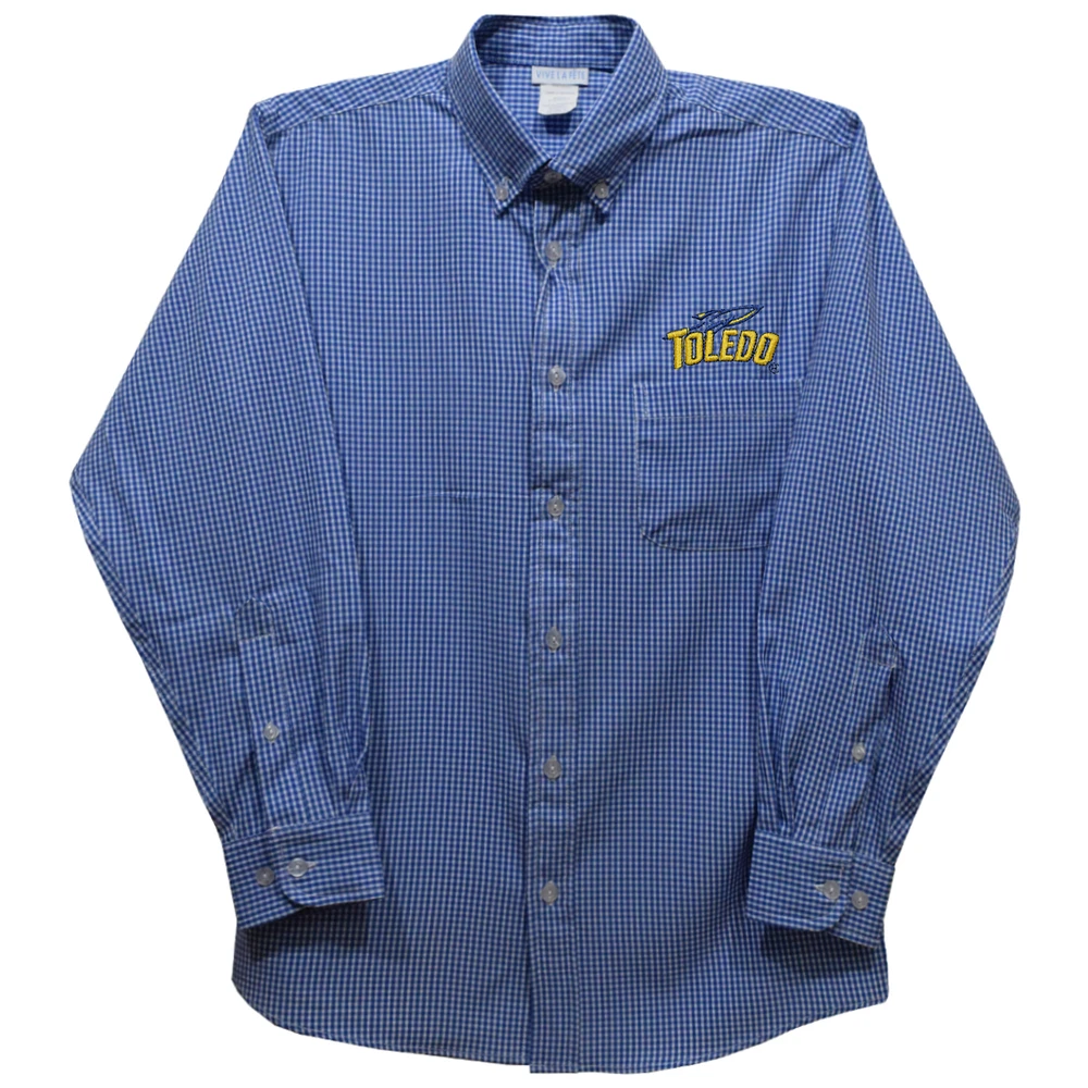 Infant Vive La Fete Blue Toledo Rockets Gingham Button-Down Long Sleeve Shirt