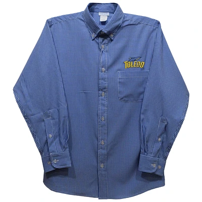 Infant Vive La Fete Blue Toledo Rockets Gingham Button-Down Long Sleeve Shirt