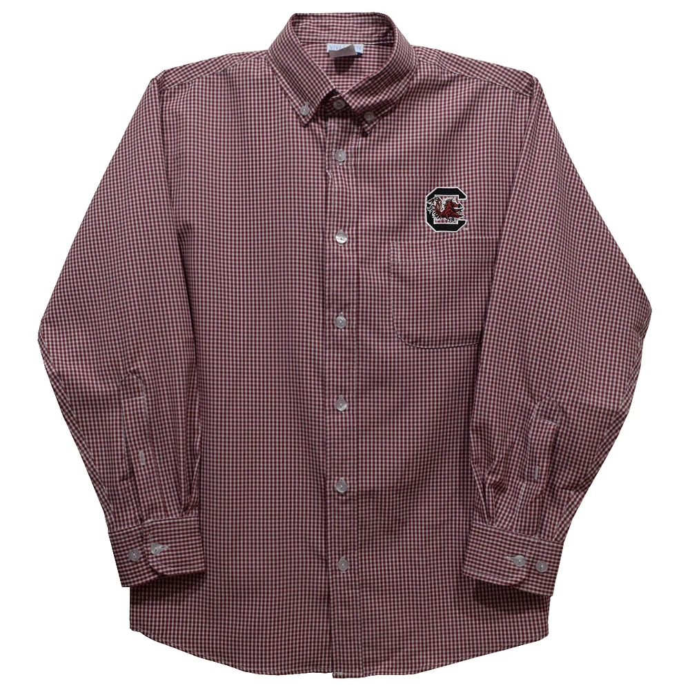 Infant Vive La Fete Garnet South Carolina Gamecocks Gingham Button-Down Long Sleeve Shirt