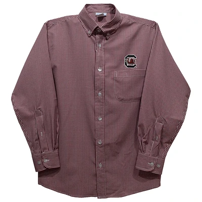 Infant Vive La Fete Garnet South Carolina Gamecocks Gingham Button-Down Long Sleeve Shirt