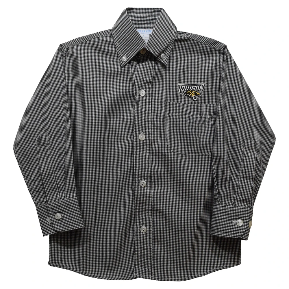 Infant Vive La Fete Black Towson Tigers Gingham Button-Down Long Sleeve Shirt