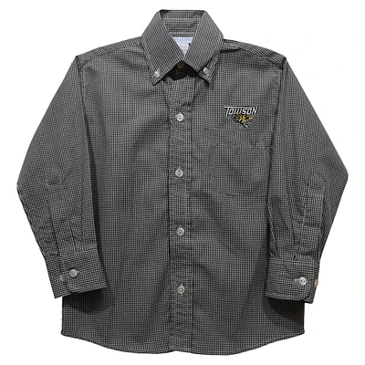 Infant Vive La Fete Black Towson Tigers Gingham Button-Down Long Sleeve Shirt