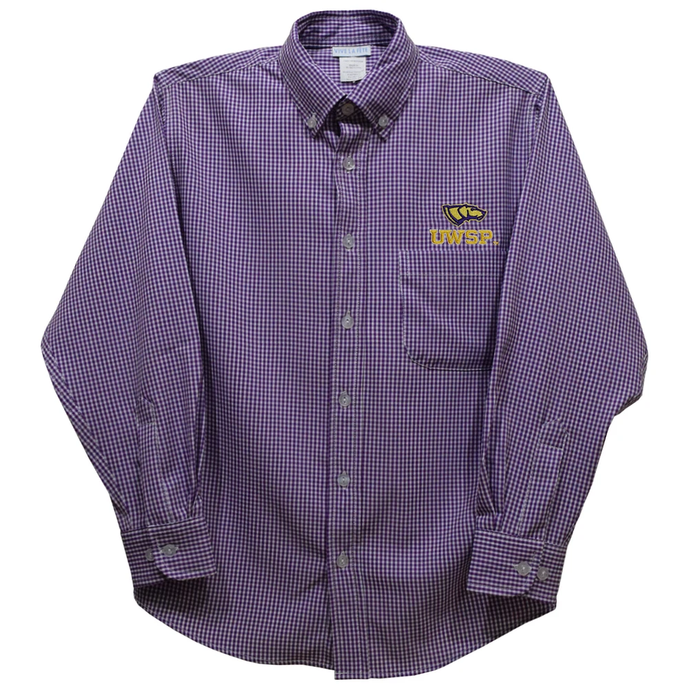 Infant Vive La Fete Purple Wisconsin-Stevens Point Pointers Gingham Button-Down Long Sleeve Shirt