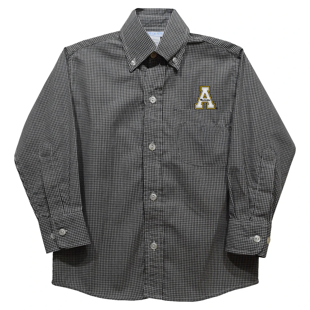 Toddler Vive La Fete Black Appalachian State Mountaineers Gingham Button-Down Long Sleeve Shirt