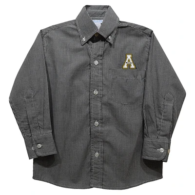 Toddler Vive La Fete Black Appalachian State Mountaineers Gingham Button-Down Long Sleeve Shirt