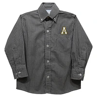 Toddler Vive La Fete Black Appalachian State Mountaineers Gingham Button-Down Long Sleeve Shirt