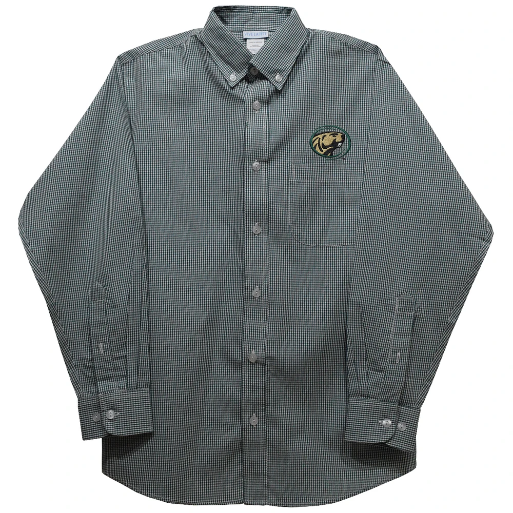 Toddler Vive La Fete Green Bemidji State Beavers Gingham Button-Down Long Sleeve Shirt