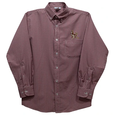 Toddler Vive La Fete Maroon Bloomsburg Huskies Gingham Button-Down Long Sleeve Shirt