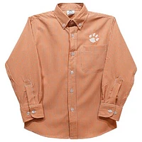 Toddler Vive La Fete Orange Clemson Tigers Gingham Button-Down Long Sleeve Shirt