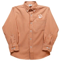 Toddler Vive La Fete Orange Clemson Tigers Gingham Button-Down Long Sleeve Shirt