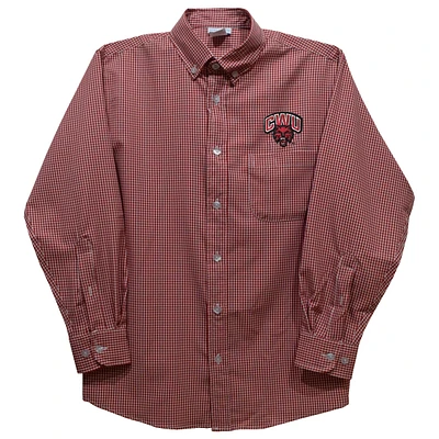 Toddler Vive La Fete Crimson Central Washington Wildcats Gingham Button-Down Long Sleeve Shirt