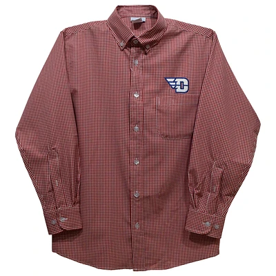 Toddler Vive La Fete Red Dayton Flyers Gingham Button-Down Long Sleeve Shirt