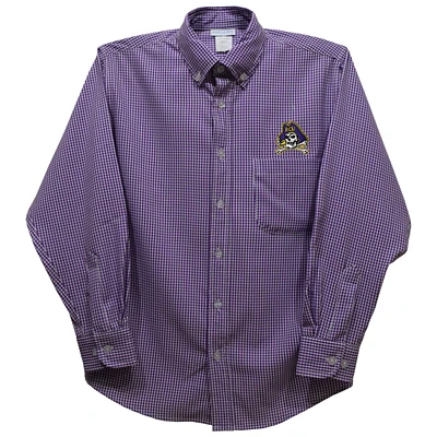 Toddler Vive La Fete Purple ECU Pirates Gingham Button-Down Long Sleeve Shirt
