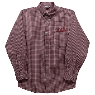 Toddler Vive La Fete Maroon Eastern Kentucky Colonels Gingham Button-Down Long Sleeve Shirt