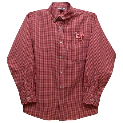 Toddler Vive La Fete Red Lamar Cardinals Gingham Button-Down Long Sleeve Shirt