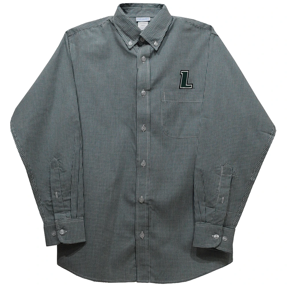 Toddler Vive La Fete Green Loyola Greyhounds Gingham Button-Down Long Sleeve Shirt