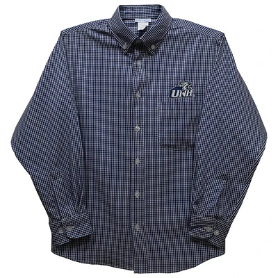 Toddler Vive La Fete Navy New Hampshire Wildcats Gingham Button-Down Long Sleeve Shirt