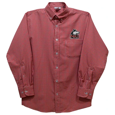 Toddler Vive La Fete Cardinal Northern Illinois Huskies Gingham Button-Down Long Sleeve Shirt
