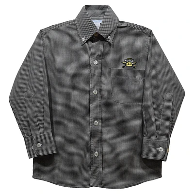 Toddler Vive La Fete Black Northern Kentucky University Norse Gingham Button-Down Long Sleeve Shirt