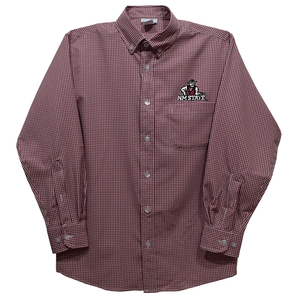 Toddler Vive La Fete Maroon New Mexico State Aggies Gingham Button-Down Long Sleeve Shirt