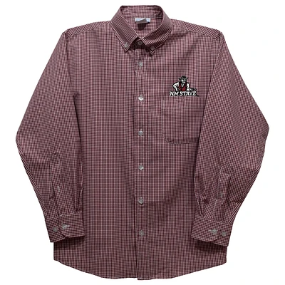 Toddler Vive La Fete Maroon New Mexico State Aggies Gingham Button-Down Long Sleeve Shirt