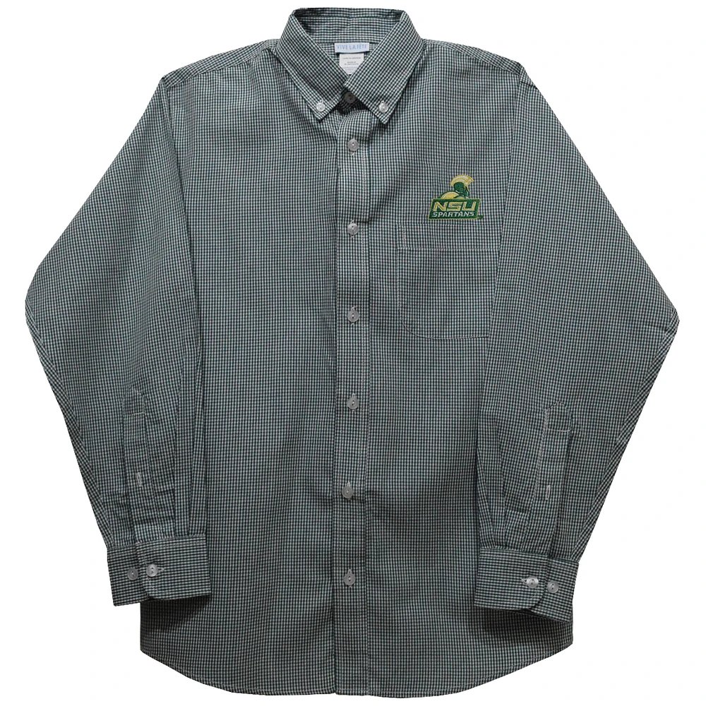 Toddler Vive La Fete Green Norfolk State Spartans Gingham Button-Down Long Sleeve Shirt